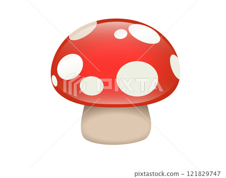 Edible fungus of white spotted red cap mushroom icon Edible fungus of white spotted red cap mushroom icon 121829747