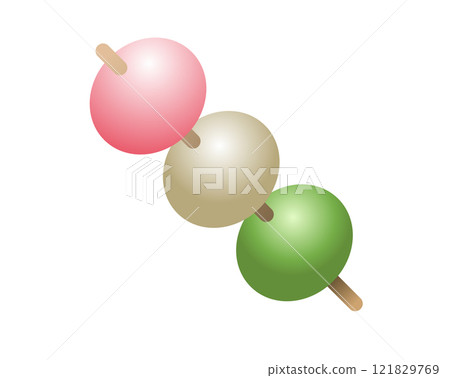 Japanese Sanshoku dango traditional sweet dumpling snack food icon 121829769