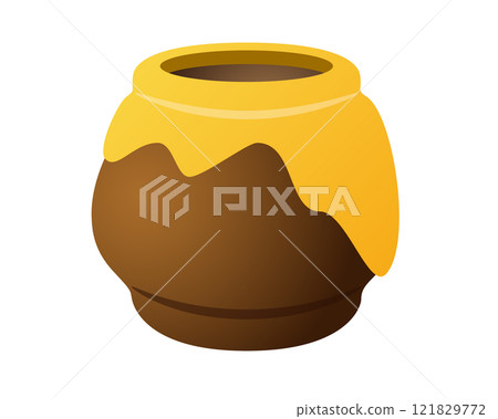 Gradient golden yellow pot of honey icon, as made by bees Gradient golden yellow pot of honey icon, as made by bees 121829772