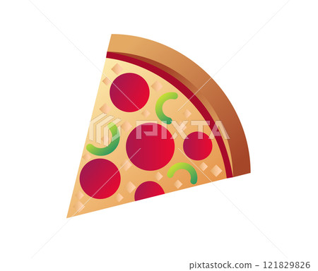 Isolated slice of pepperoni pizza food icon 121829826