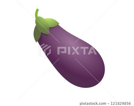 Long, bulbous, bright purple eggplant or aubergine icon 121829856