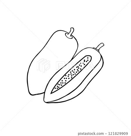 papaya icon on a black and white background papaya icon on a black and white background 121829909