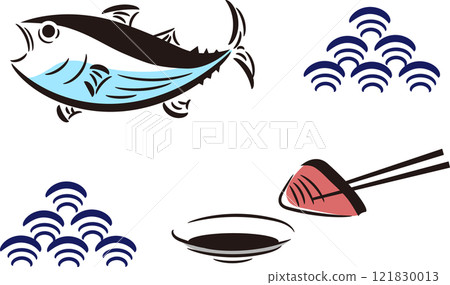 A simple illustration set of bonito and sashimi A simple illustration set of bonito and sashimi 121830013