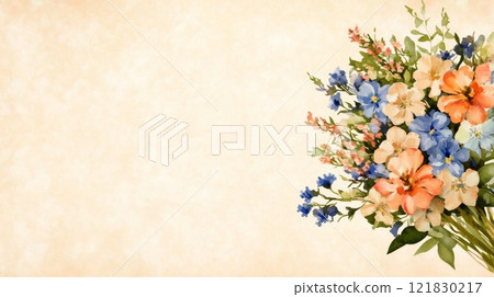 : Flower bouquet on vintage background 121830217