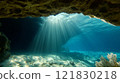 Sunlight Streaming Through Underwater Cave 121830218