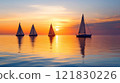 Sailing boats at sunset 121830226
