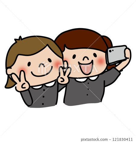 Children taking photos at graduation ceremony Children taking photos at graduation ceremony 121830411