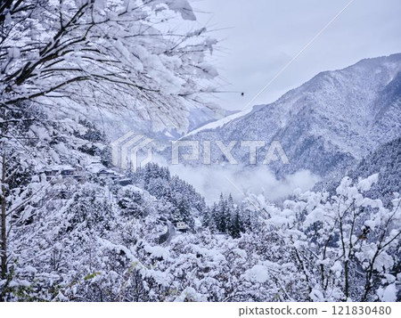 Snow falling in Iya, Tokushima 121830480
