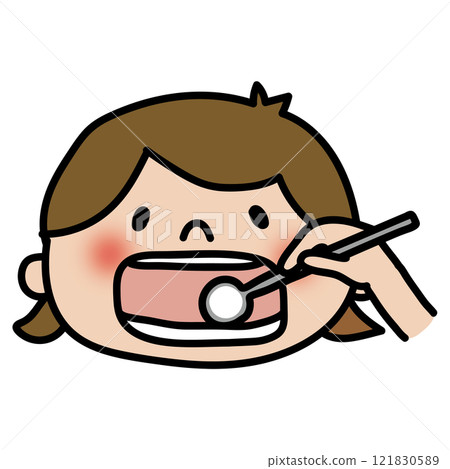 Child (girl) having a dental checkup 121830589
