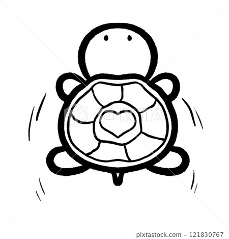 Cartoon turtle swimming outline illustration, cute turtle doodle drawing 121830767