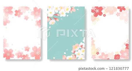 Spring frame design set | Bright templates with cherry blossom motif Spring frame design set | Bright templates with cherry blossom motif 121830777