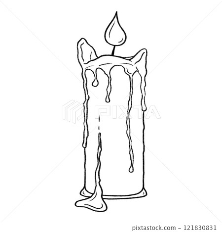 Melting candle outline illustration, candle isolated doodle drawing Melting candle outline illustration, candle isolated doodle drawing 121830831