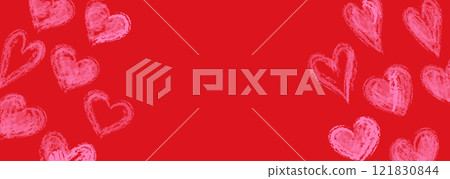 Crayon-drawn heart background 121830844
