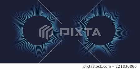Round sound wave frames, circular lines pattern, radial curvy shapes, geometric concentric design. Round sound wave frames, circular lines pattern, radial curvy shapes, geometric concentric design. 121830866