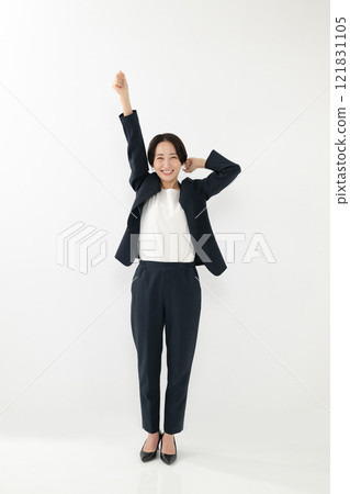 A woman in a comical pose 121831105