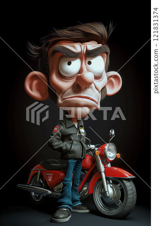 在他驕傲的自行車前擺出驕傲的姿勢 121831374