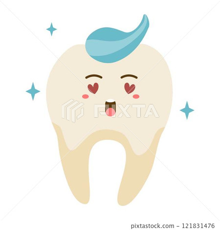 teeth with toothpaste illustration teeth with toothpaste illustration 121831476