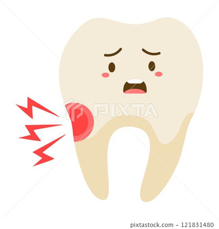 unhealthy tooth character 121831480