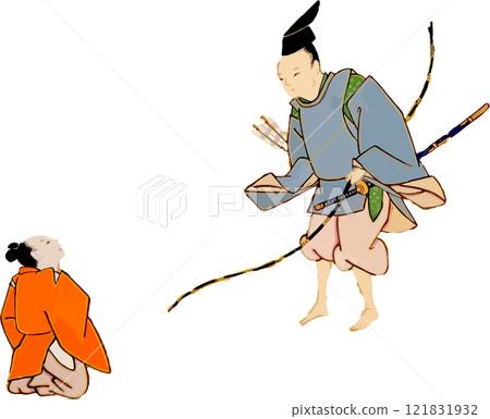 一名平安武士傾聽一名陷入困境的男孩的心聲。 一名平安武士傾聽一名陷入困境的男孩的心聲。 121831932