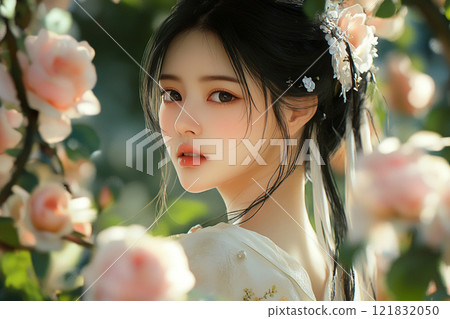 玫瑰園裡的美麗女人 玫瑰園裡的美麗女人 121832050