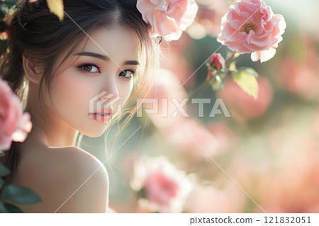 玫瑰園裡的美麗女人 玫瑰園裡的美麗女人 121832051