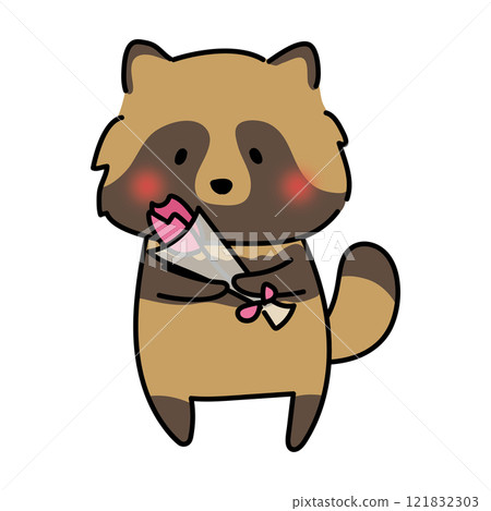 拿著一朵花的貉 121832303