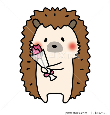 A hedgehog holding a flower A hedgehog holding a flower 121832320