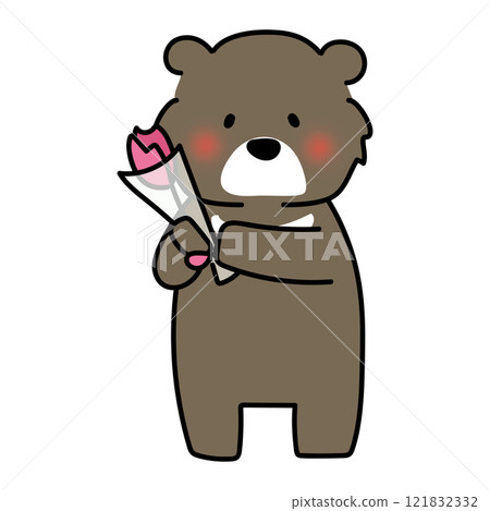 拿著花的熊 121832332