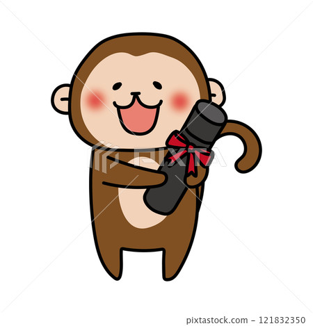 Monkey holding a diploma 121832350