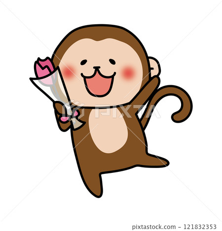 A monkey holding a flower 121832353