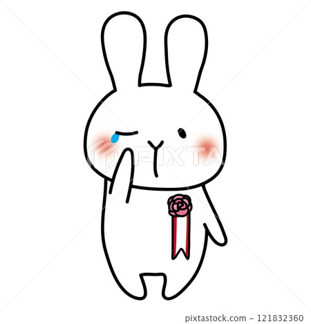 胸前掛著胸花的哭泣的小白兔 胸前掛著胸花的哭泣的小白兔 121832360