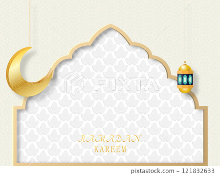 Elegant Arabic-inspired background featuring geometric patterns and a golden crescent, perfect for Islamic celebrations including Ramadan, Eid, and Hari Raya festivities. Elegant Arabic-inspired background featuring geometric patterns and a golden crescent, perfect for Islamic celebrations including Ramadan, Eid, and Hari Raya festivities. 121832633