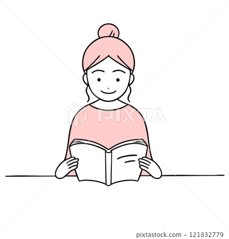 Smiling woman reading a book 121832779