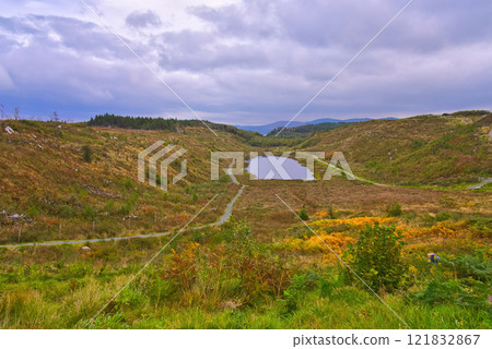 Cashelgolan Valley - An Incredible Aerial View Showing the Serene Lakes Surrounded by Beautiful Cashelgolan Valley - An Incredible Aerial View Showing the Serene Lakes Surrounded by Beautiful 121832867