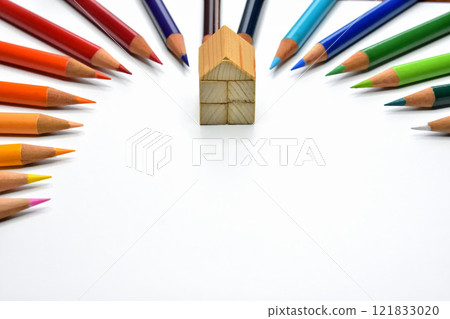 Colored pencils and exterior wall painting image Colored pencils and exterior wall painting image 121833020