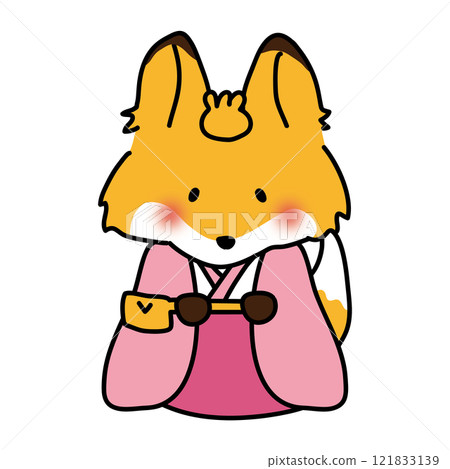 Three ladies-in-waiting of fox dolls (choshi with long handles) 121833139