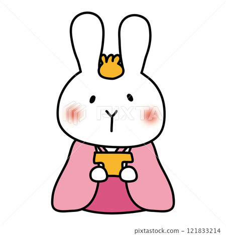 White rabbit dolls as three court ladies (sanpo) 121833214