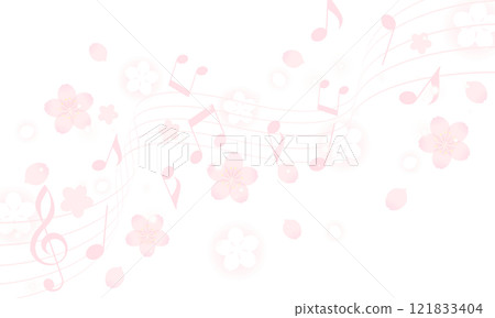 Illustration of cherry blossoms and musical notes 121833404