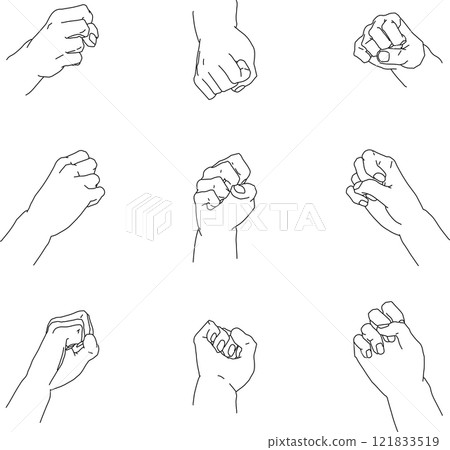 Grabbing right hand seen from various angles 2 121833519