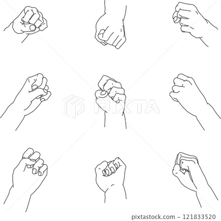 Grabbing left hand seen from various angles 2 121833520