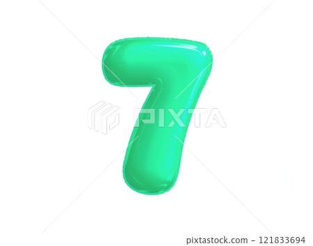 Bright blue green celebrated air balloon number SEVEN Bright blue green celebrated air balloon number SEVEN 121833694