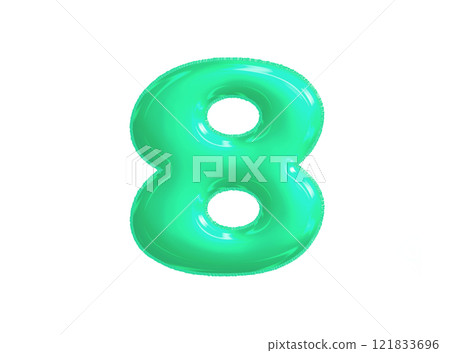 Bright blue green celebrated air balloon number EIGHT Bright blue green celebrated air balloon number EIGHT 121833696