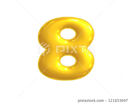 Bright yellow celebrated air balloon number EIGHT Bright yellow celebrated air balloon number EIGHT 121833697