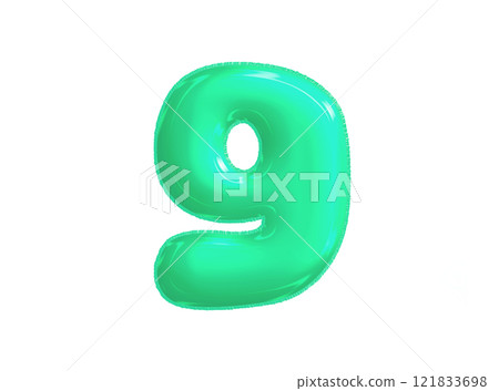 Bright blue green celebrated air balloon number NINE Bright blue green celebrated air balloon number NINE 121833698