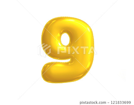 Bright yellow celebrated air balloon number NINE Bright yellow celebrated air balloon number NINE 121833699