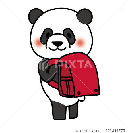 Panda carrying a red backpack 121833775