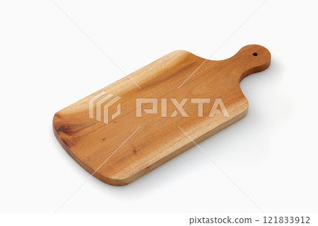 Wooden cutting board on a white background 121833912