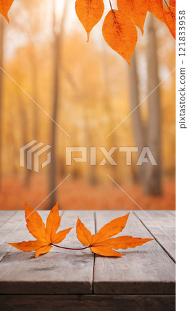 Autumn landscape. Maple leaves. Artificial intelligence.  121833958