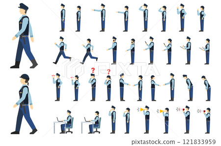 Flat illustration: Police officer side Flat illustration: Police officer side 121833959