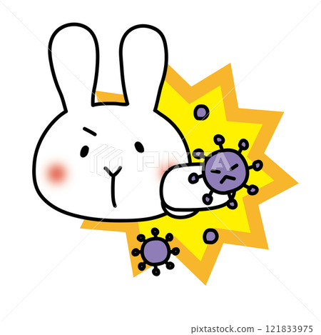 White rabbit punching a virus White rabbit punching a virus 121833975
